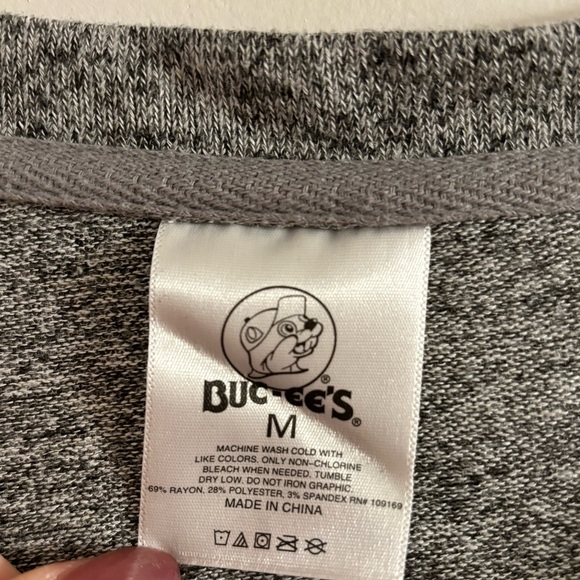 Bucee’s Cozy Heather Gray Casual Lounge Long Sleeve Pajama Tee - Picture 4 of 4